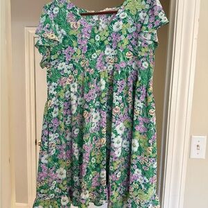 Floral Green and Purple Dress